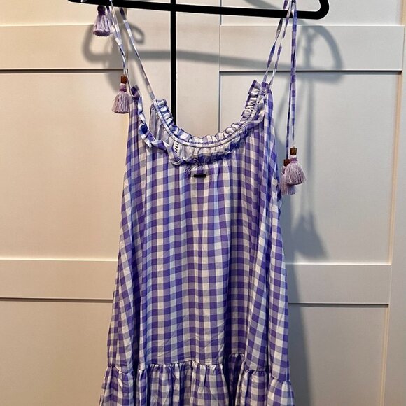 NEW Maaji Seersucker Magnolia Mini Cover Up dress Size S l Purple Gingham - Picture 6 of 9
